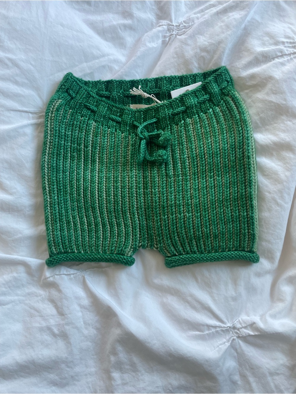 NWT Misha and Puff Hand-Knit Green Ribbed Shorts